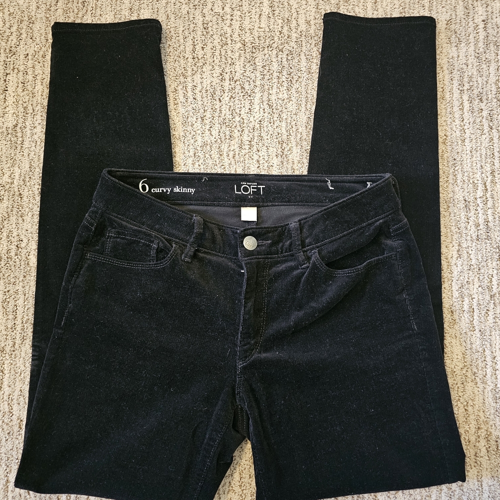 LOFT Women's Black Corduroy Curvy Skinny Jeans